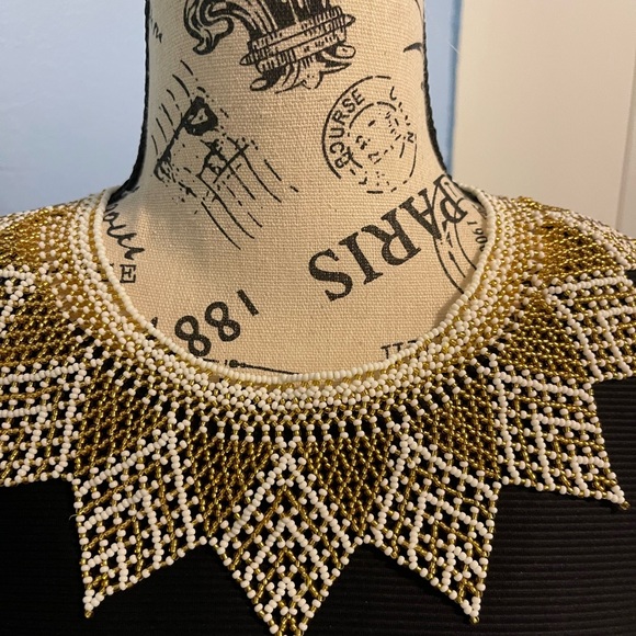 2 X 30 Handmade Necklace, Chakira Necklace, White and Gold Necklace - Picture 6 of 7